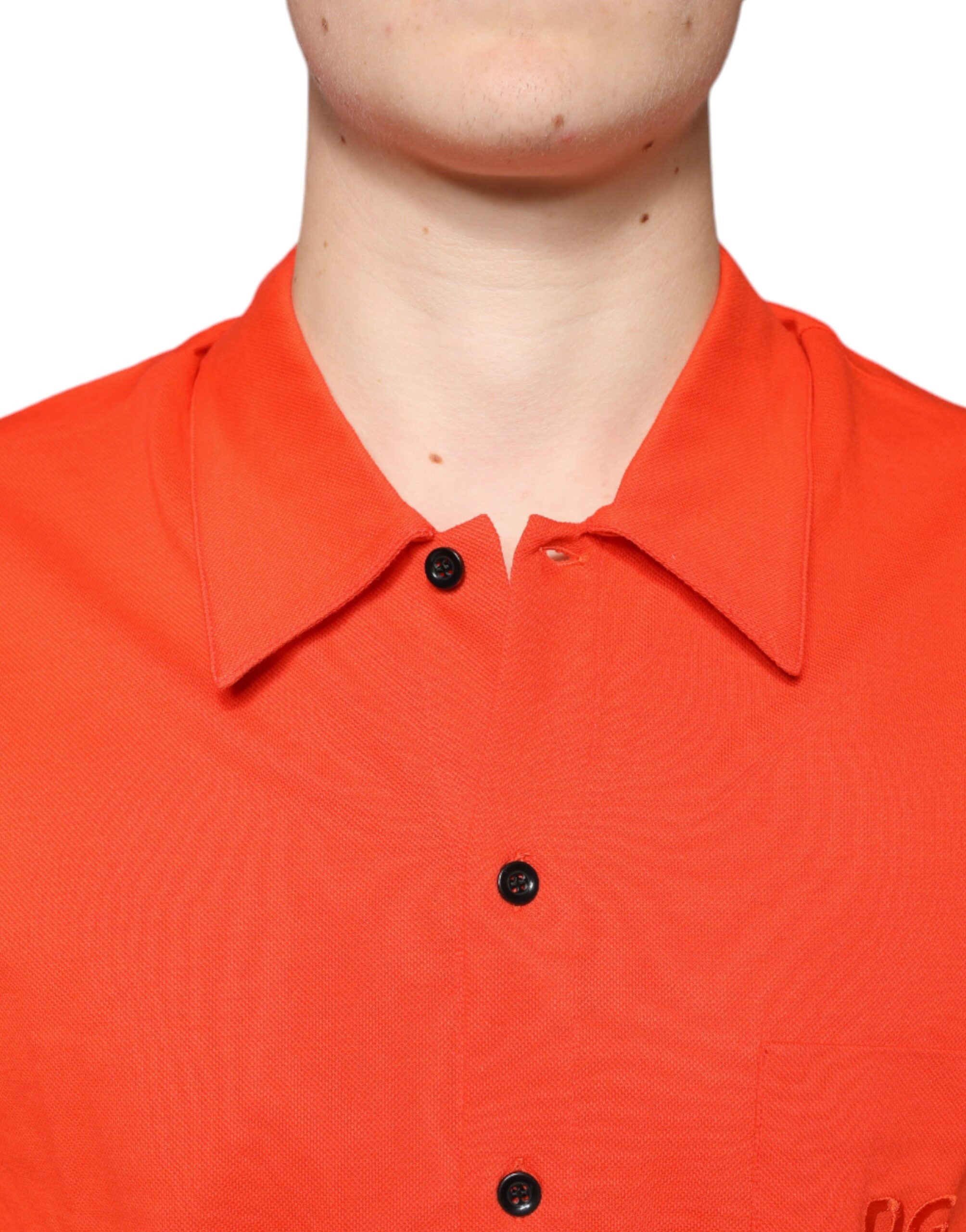 Dolce & Gabbana orange cotton button-front polo shirt